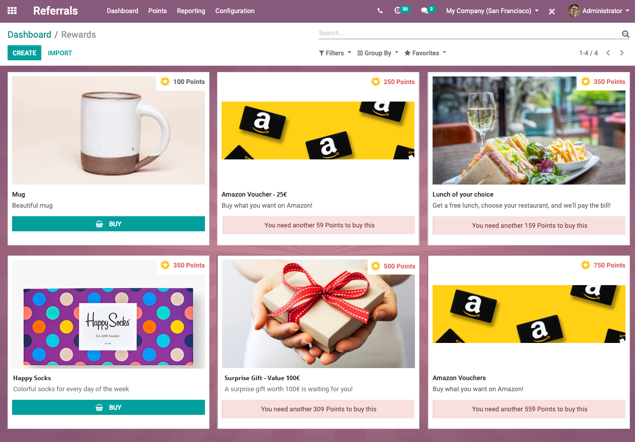 Odoo Rekomendacijų parduotuvės sąsaja